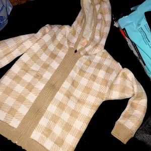 White & tan plaid sweater xl girls